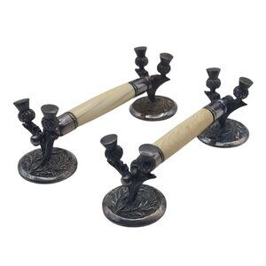 Victorian Scottish Thistle Silver Plated Knife Rests Set Of 2 A.S & G.R.S. EP